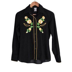 Vintage Women's - Karman Floral Embroidered Snap Button Western Shirt